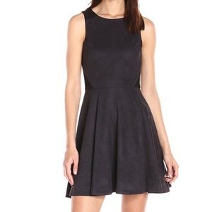 Cece faux suede lace black tank fit flare mini dress size 2